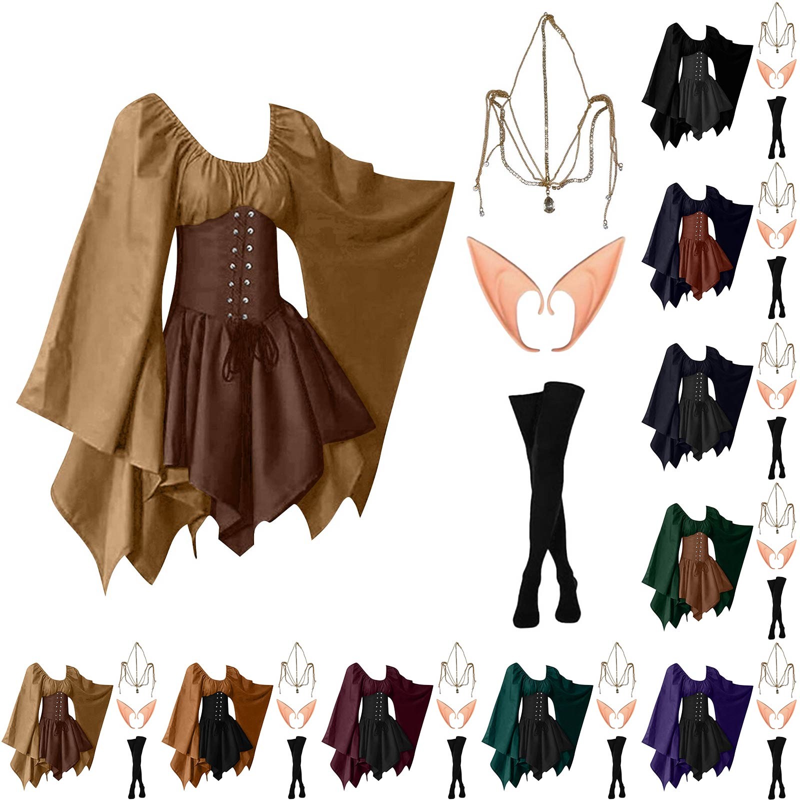 Vintage Fashion Dresses - ハロウィンコスプレ パレス ヴィクトリア朝 中世 ヴィンテージ フェアリーエルフコスチューム