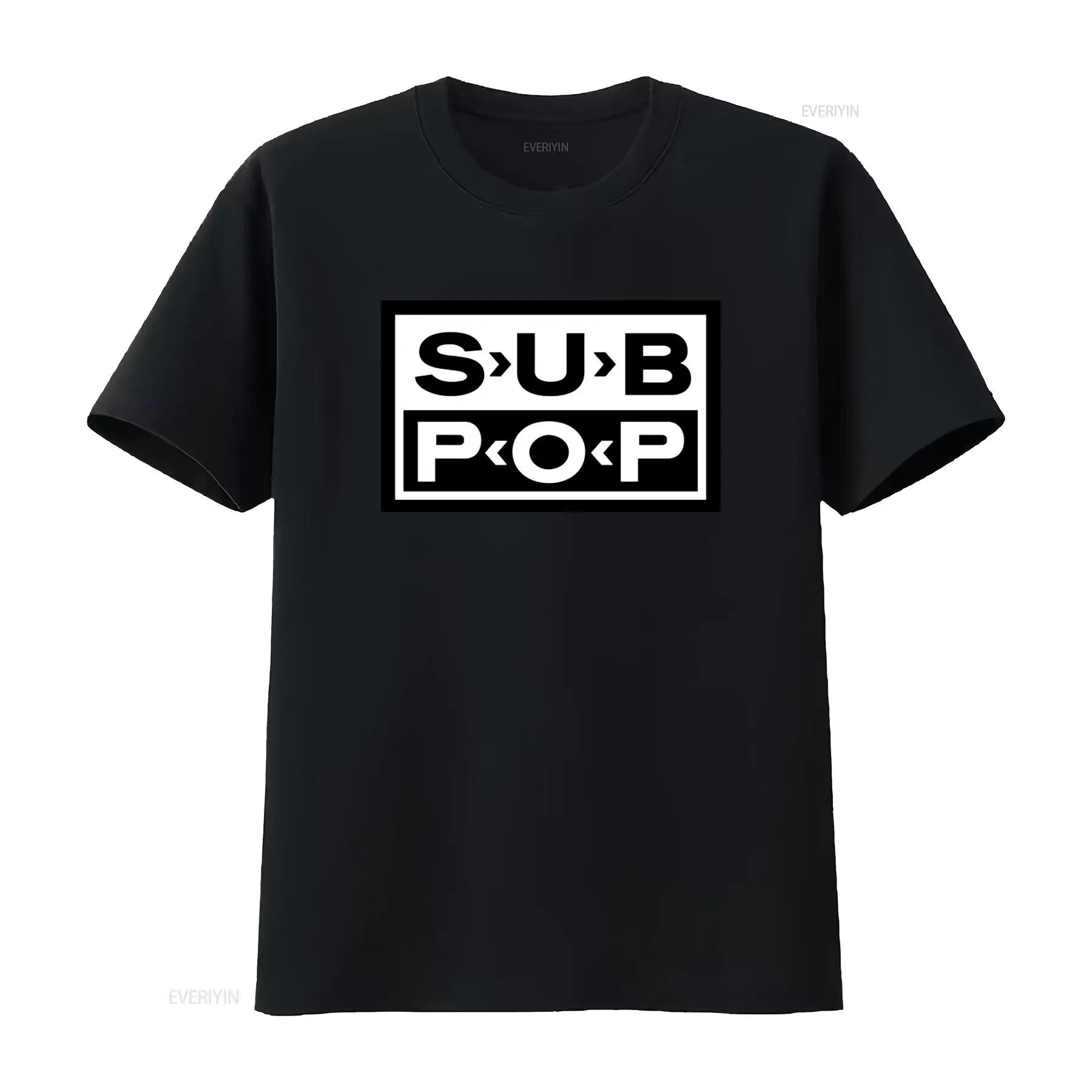Vintage Fashion Jersey - サブポップロゴTシャツ ブラック ホワイトプリント レトロスタイル ストリートウェア ファッション