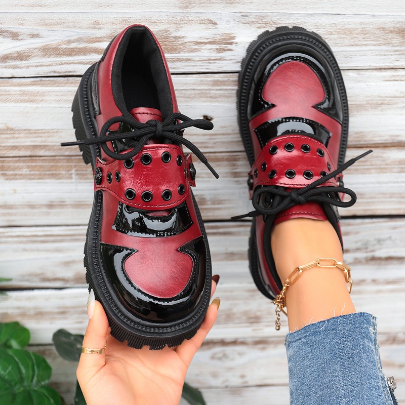 春と秋のカラーブロック女性のヴィンテージ快適なハイヒールの靴 - Vintage Fashion Online のレビューと価格