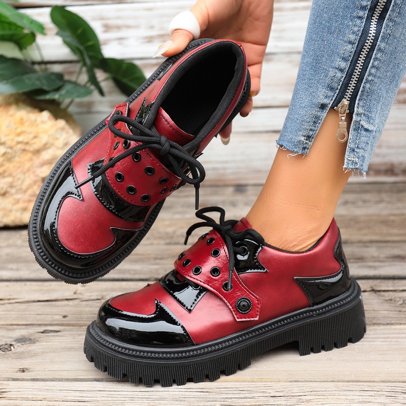 春と秋のカラーブロック女性のヴィンテージ快適なハイヒールの靴 - Vintage Fashion Online のレビューと価格