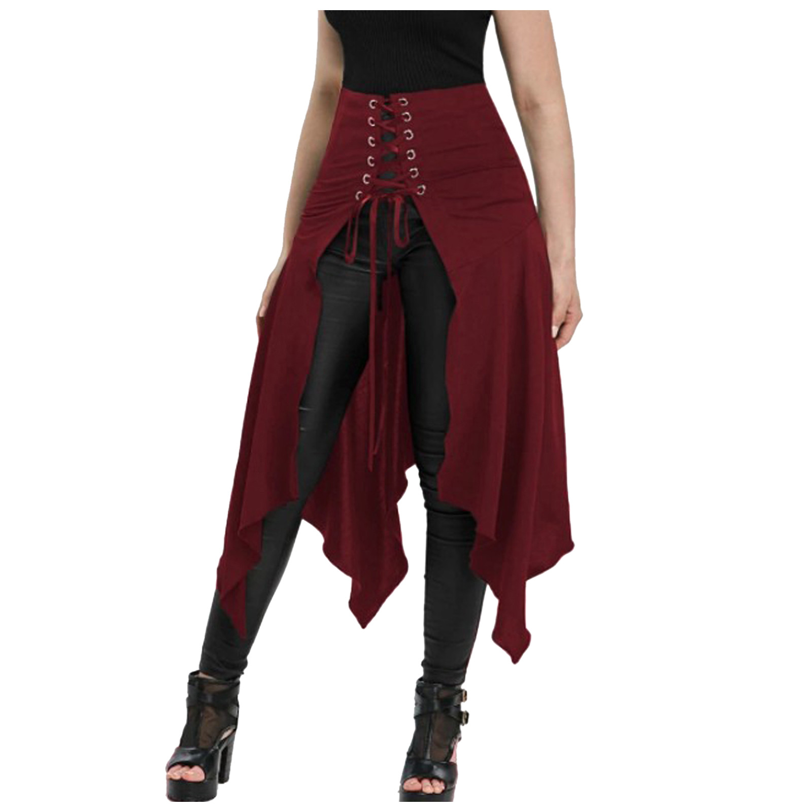ゴシックスカート黒中世ヴィンテージハイウエストスカートひも不 - Vintage Fashion Dresses のレビューと価格